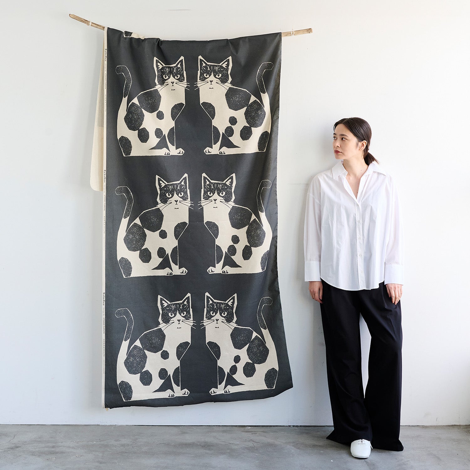 【予約販売】echino/エチノ TWO CAT ～パネル生地 綿麻キャンバス～ NekoNoe K from 30 SEWINGPINS - cocca