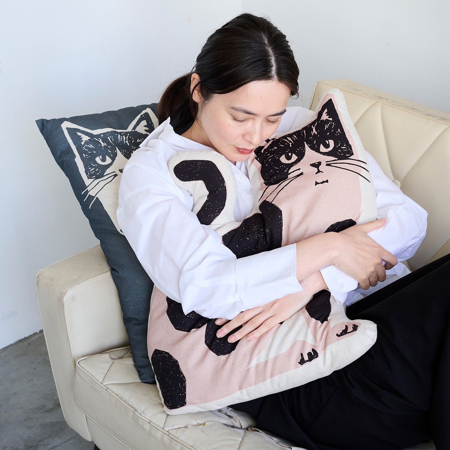 【予約販売】echino/エチノ TWO CAT ～パネル生地 綿麻キャンバス～ NekoNoe K from 30 SEWINGPINS - cocca