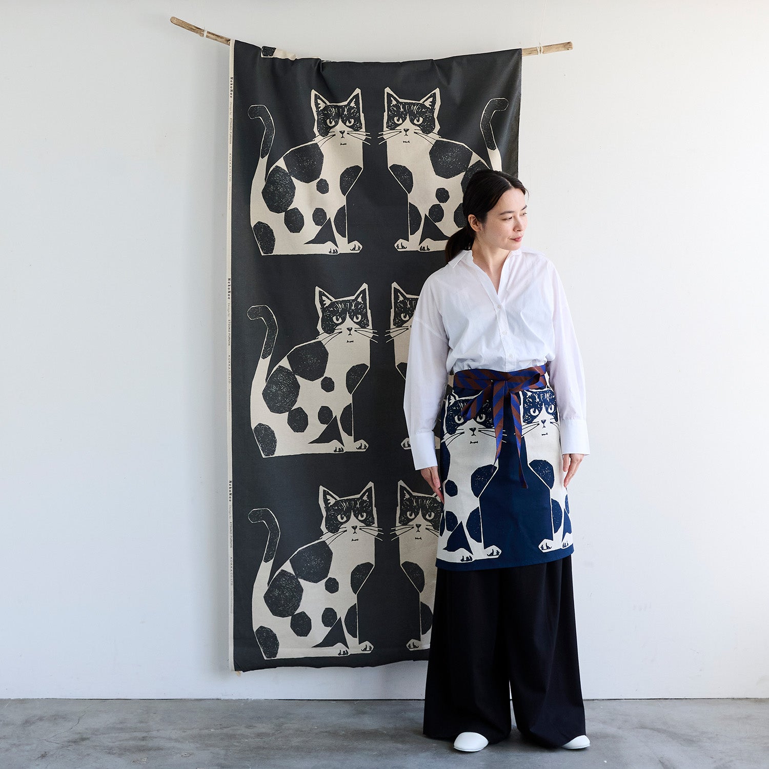 【予約販売】echino/エチノ TWO CAT ～パネル生地 綿麻キャンバス～ NekoNoe K from 30 SEWINGPINS - cocca