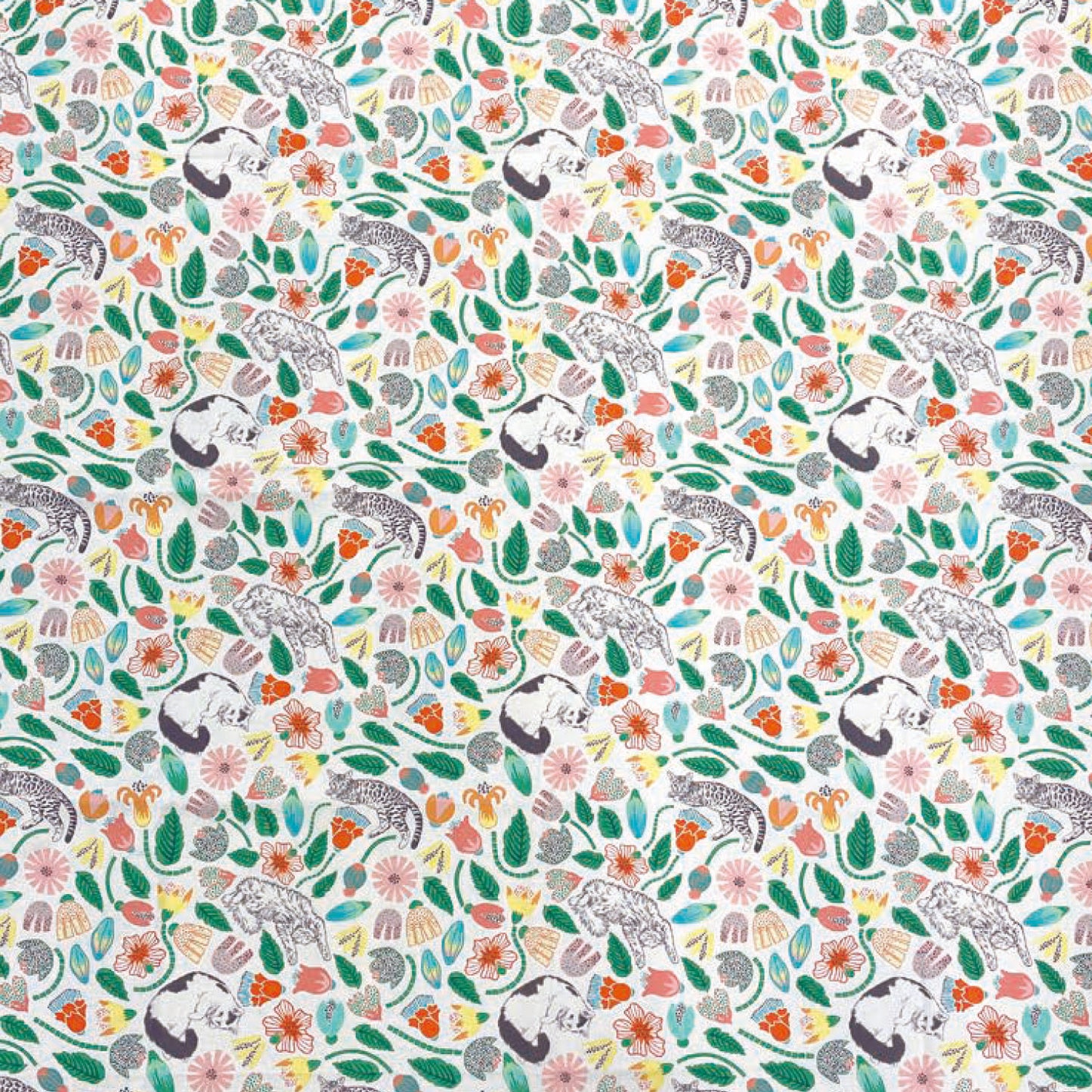 (無料サンプル)365 CAT ART ～猫たちのいる庭～ 綿100%シーチング - cocca