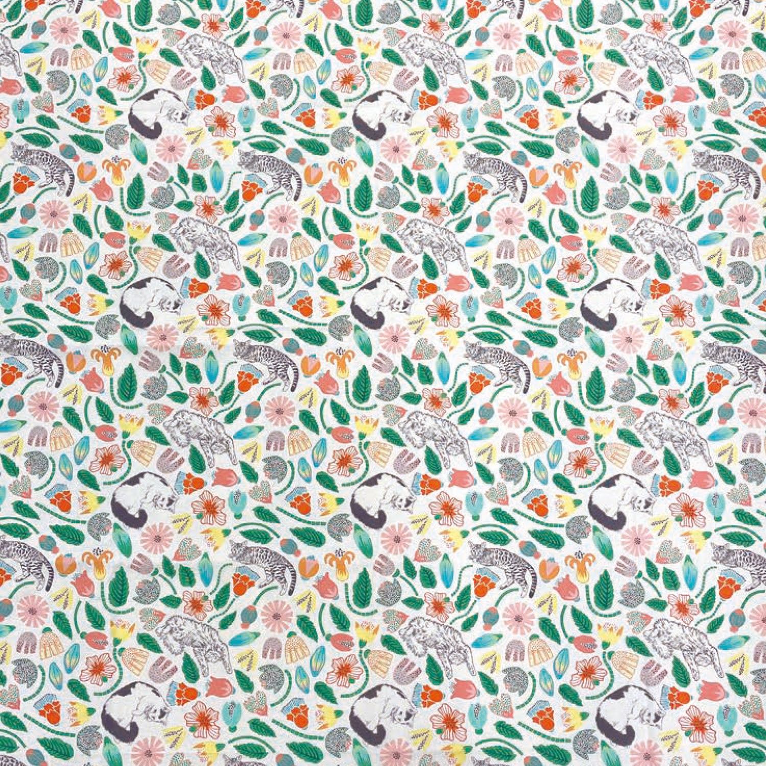 (無料サンプル)365 CAT ART ～猫たちのいる庭～ 綿100%シーチング - cocca