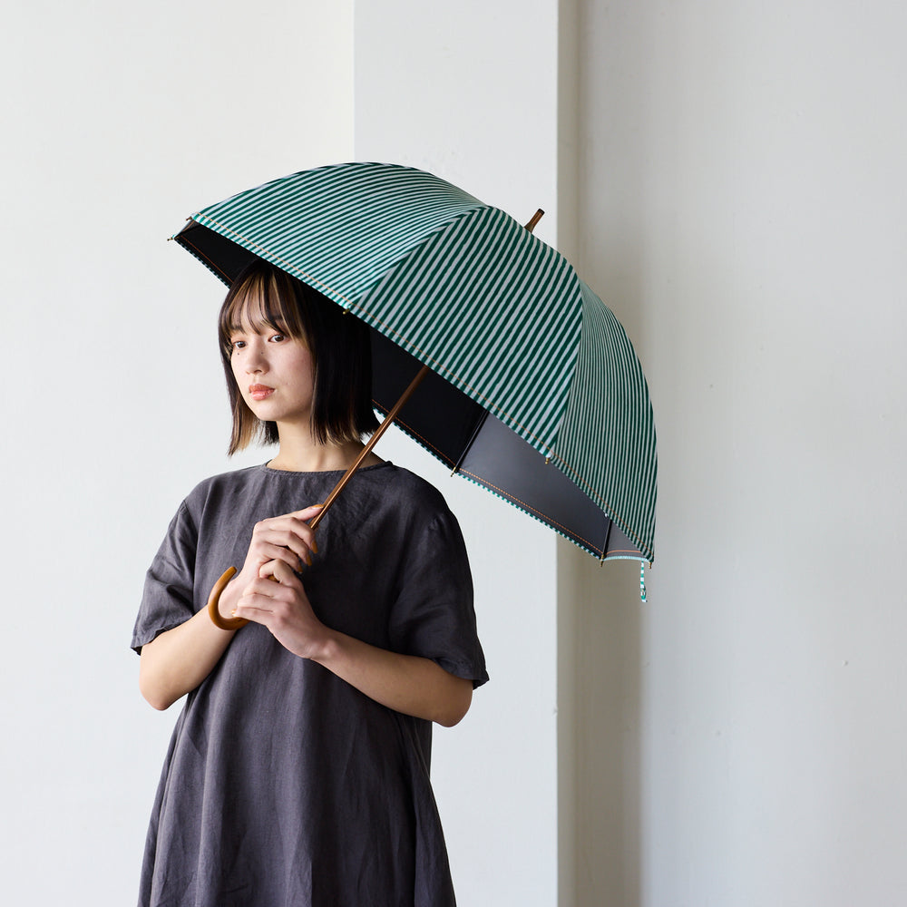 【晴雨兼用】coccaの日傘雨傘 shima shima stripe 刺繍(ショート) TPS-1168-1A