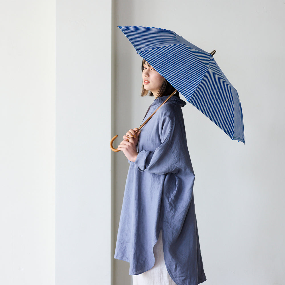 【晴雨兼用】coccaの日傘雨傘 shima shima stripe 刺繍(折りたたみ) TPS-1169-1B