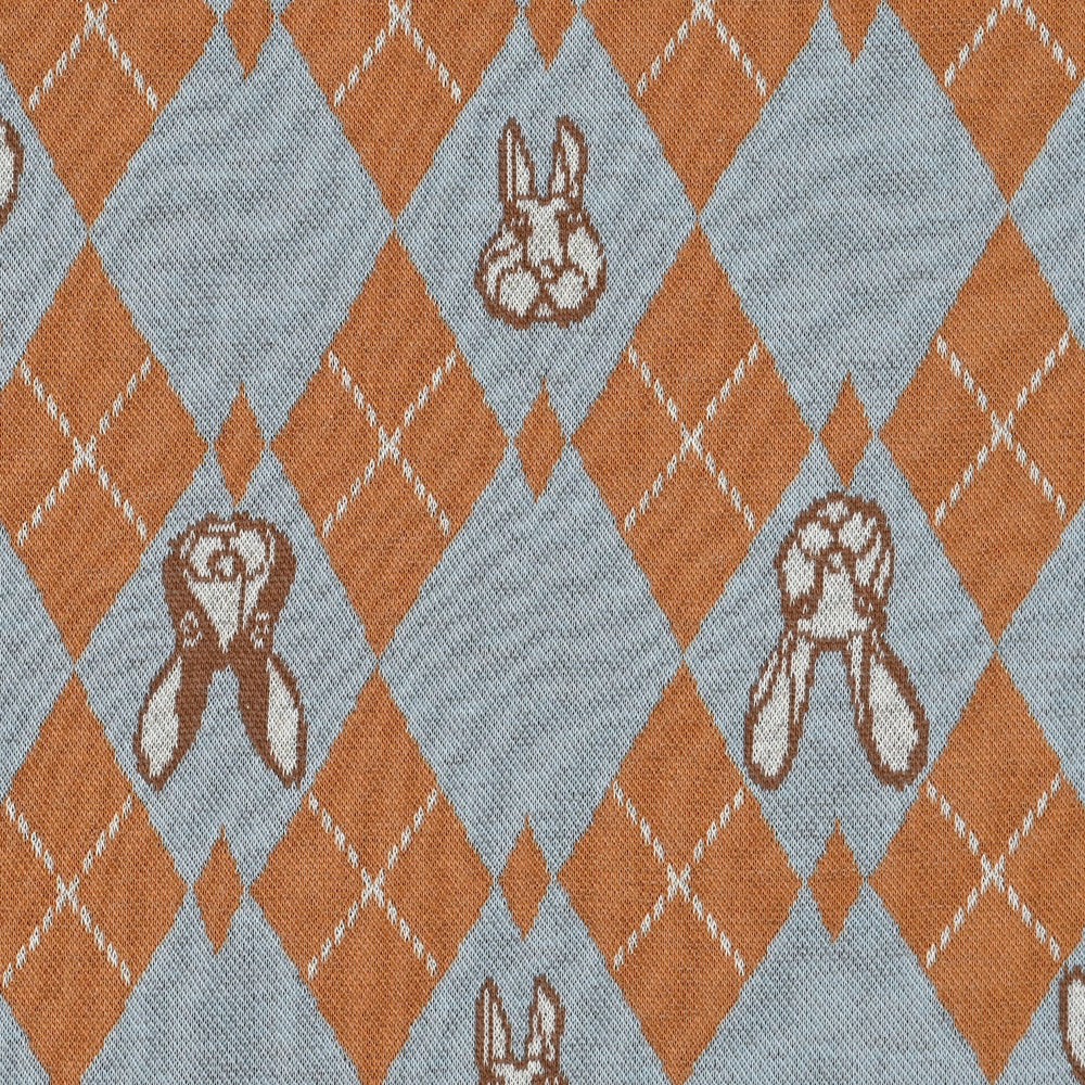 ＋HAyU fabric ～RABBIT ARGYLE～ 綿100％ニットジャガード EGX-7711-1A