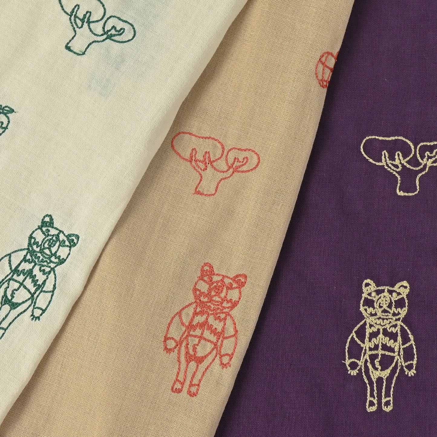 ＋HAyU fabric ～HAyU BEAR 2023～　綿100%ダブルガーゼ刺繍