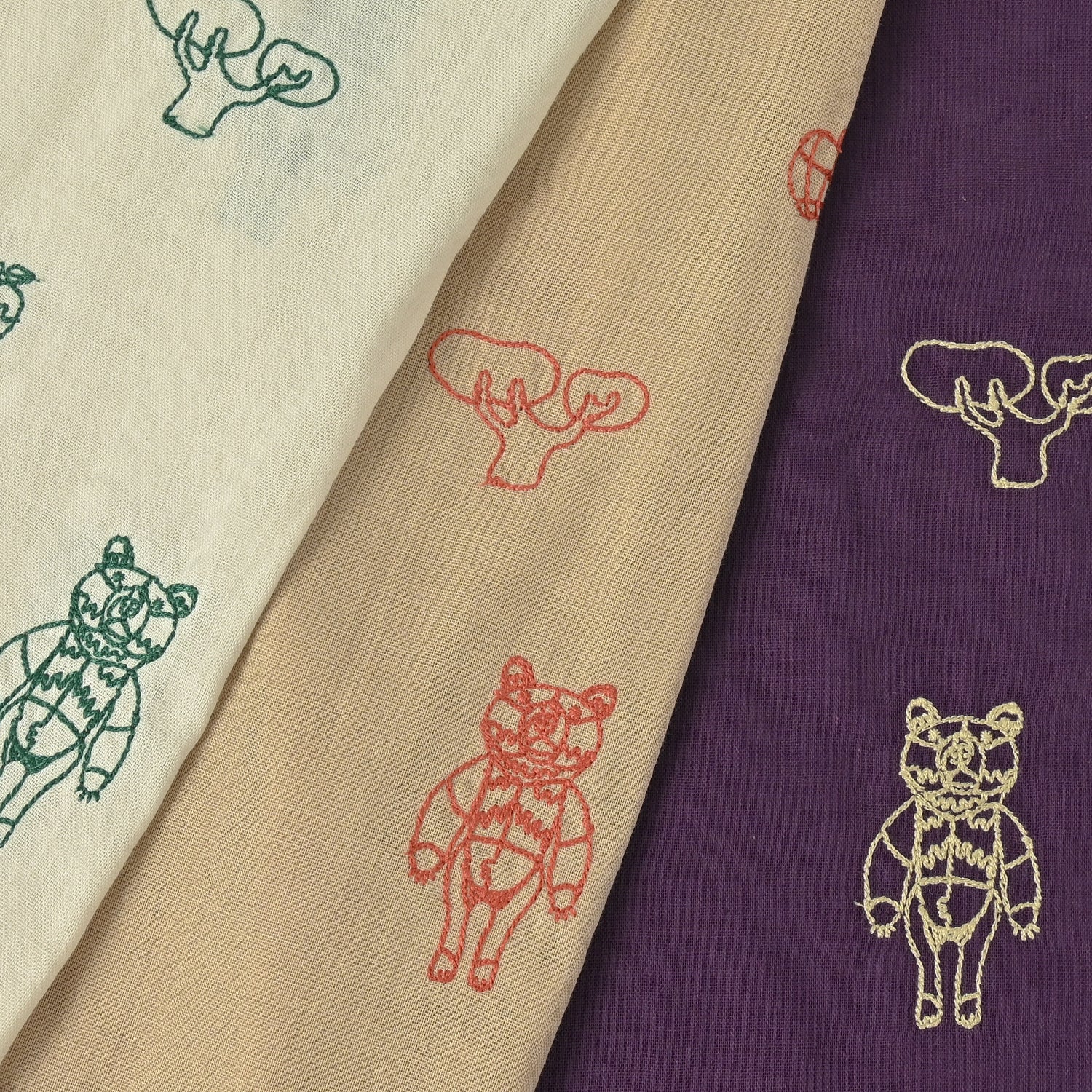 (無料サンプル)＋HAyU fabric ～HAyU BEAR 2023～　綿100%ダブルガーゼ刺繍 - cocca