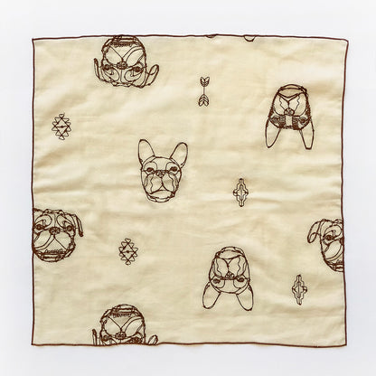 【＋HAyU】Wガーゼ刺繡ハンカチ ～綿100%～