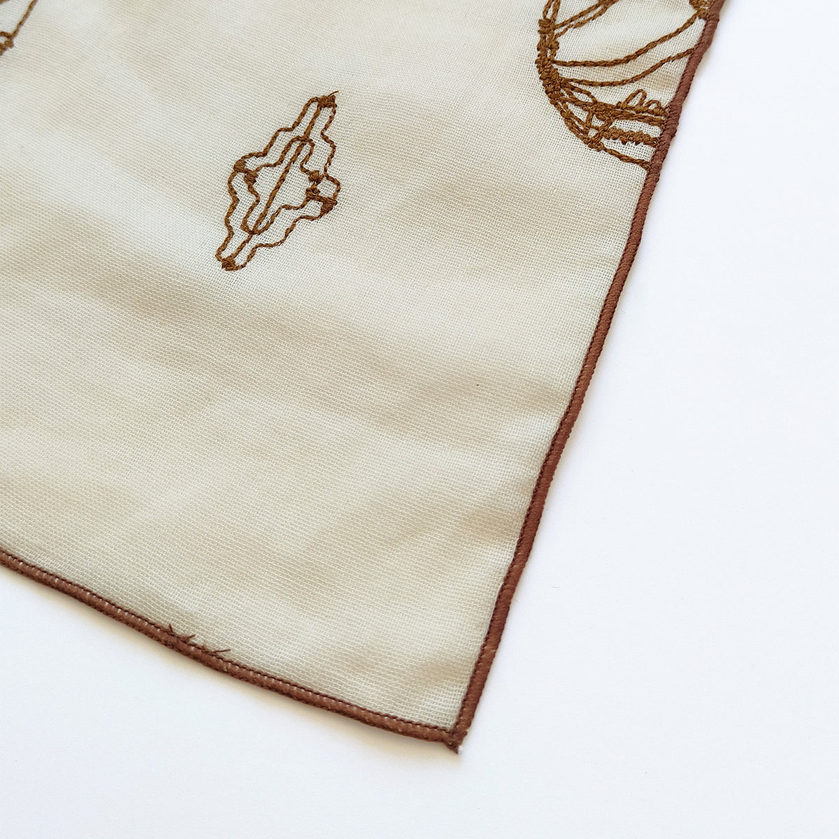 【＋HAyU】Wガーゼ刺繡ハンカチ ～綿100%～