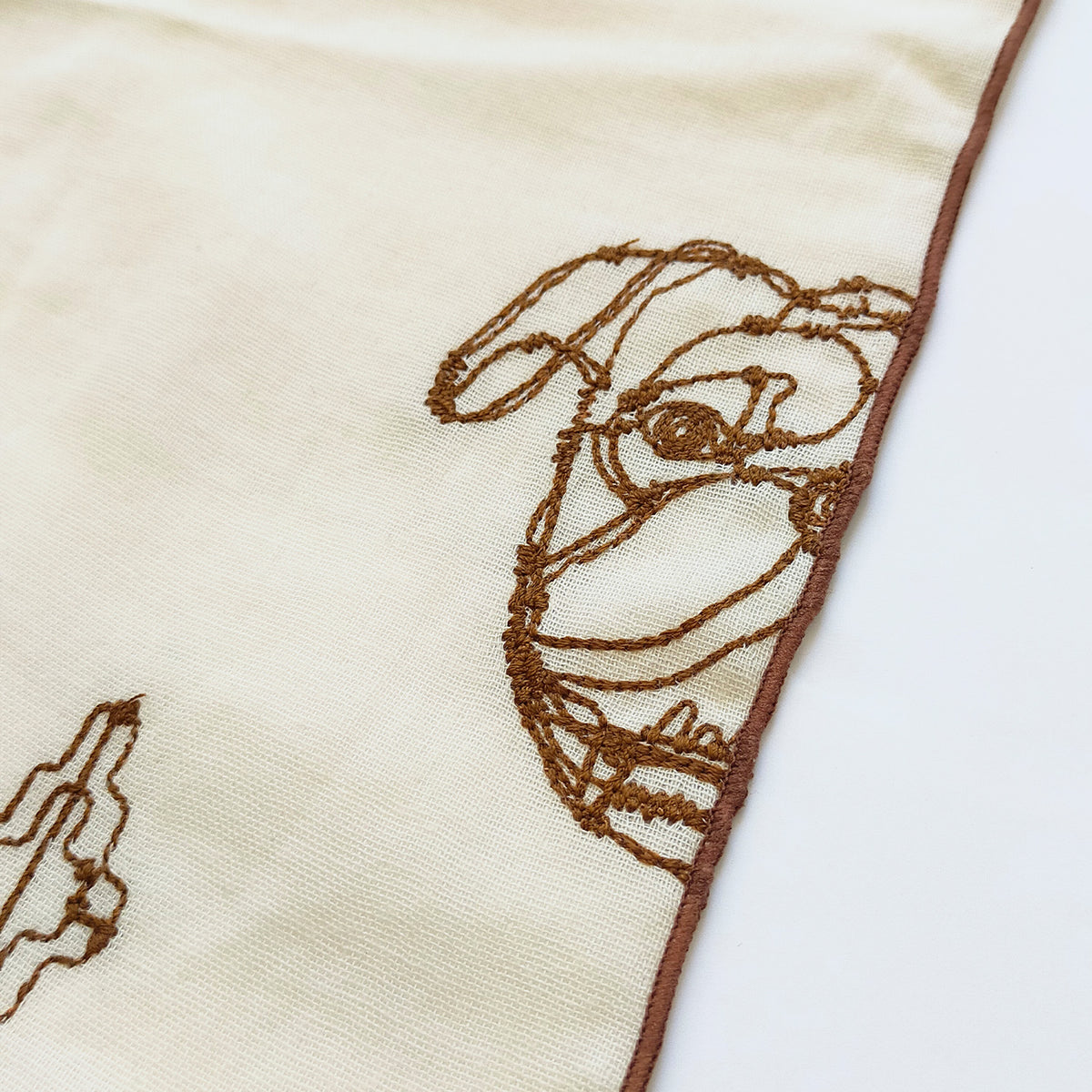 【＋HAyU】Wガーゼ刺繡ハンカチ ～綿100%～