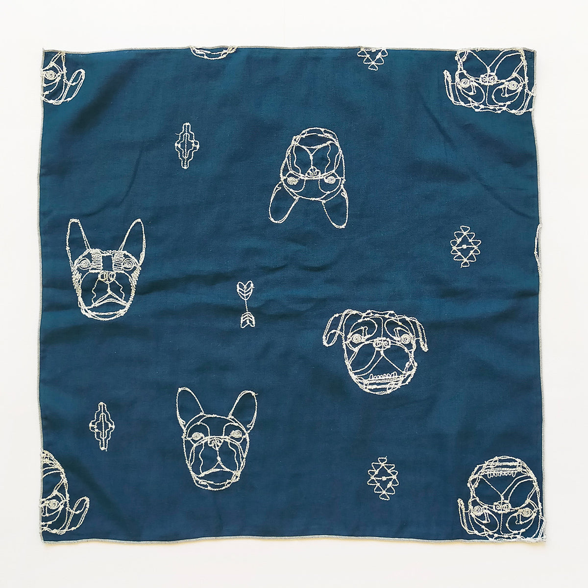 【＋HAyU】Wガーゼ刺繡ハンカチ ～綿100%～