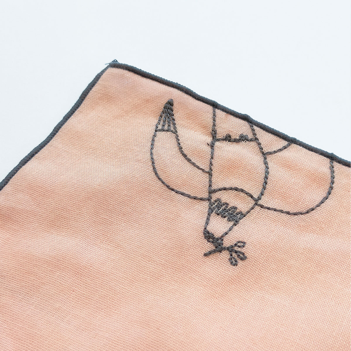 【＋HAyU】Wガーゼ刺繡ハンカチ ～綿100%～