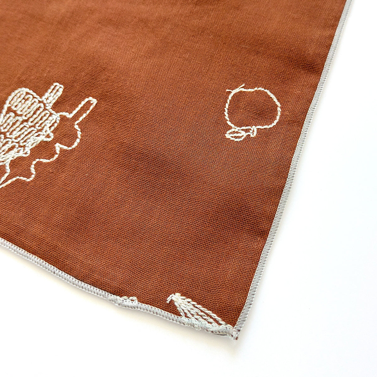 【＋HAyU】Wガーゼ刺繡ハンカチ ～綿100%～