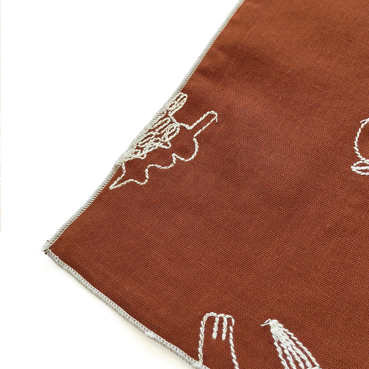 【＋HAyU】Wガーゼ刺繡ハンカチ ～綿100%～