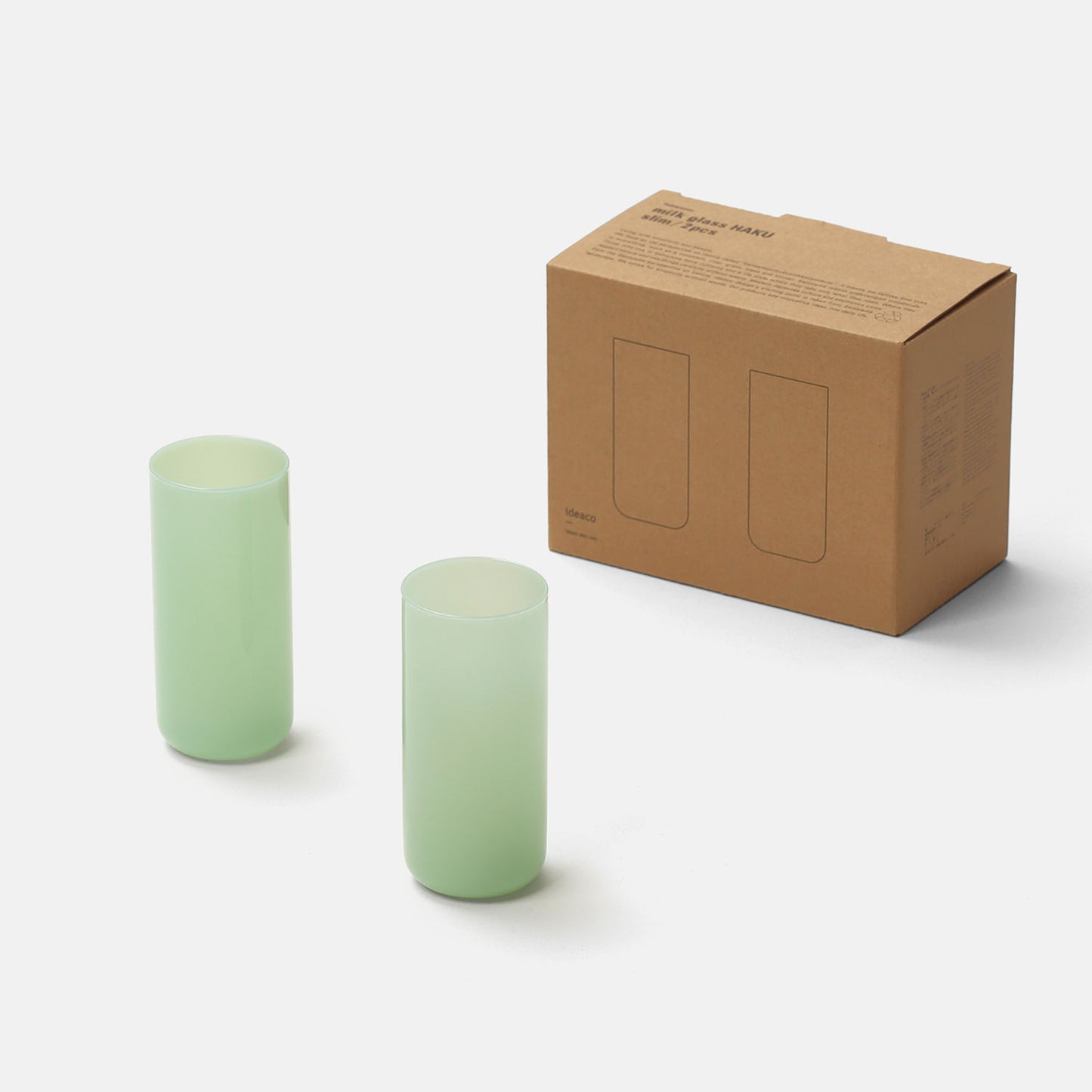 ideaco ミルクガラス HAKU slim 210ml ～2個セット～