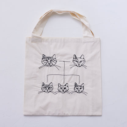 【＋HAyU fabric】-Twin Tote bags- トートバッグ ～ニャンコ家系図～