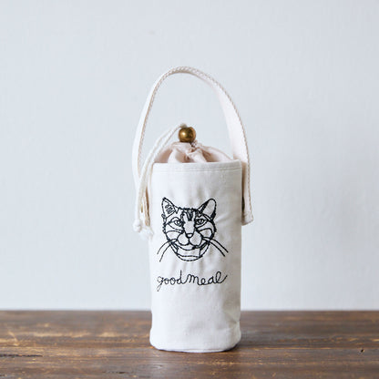 【＋HAyU fabric】-kitchen fabrics- 刺繍ボトルケース