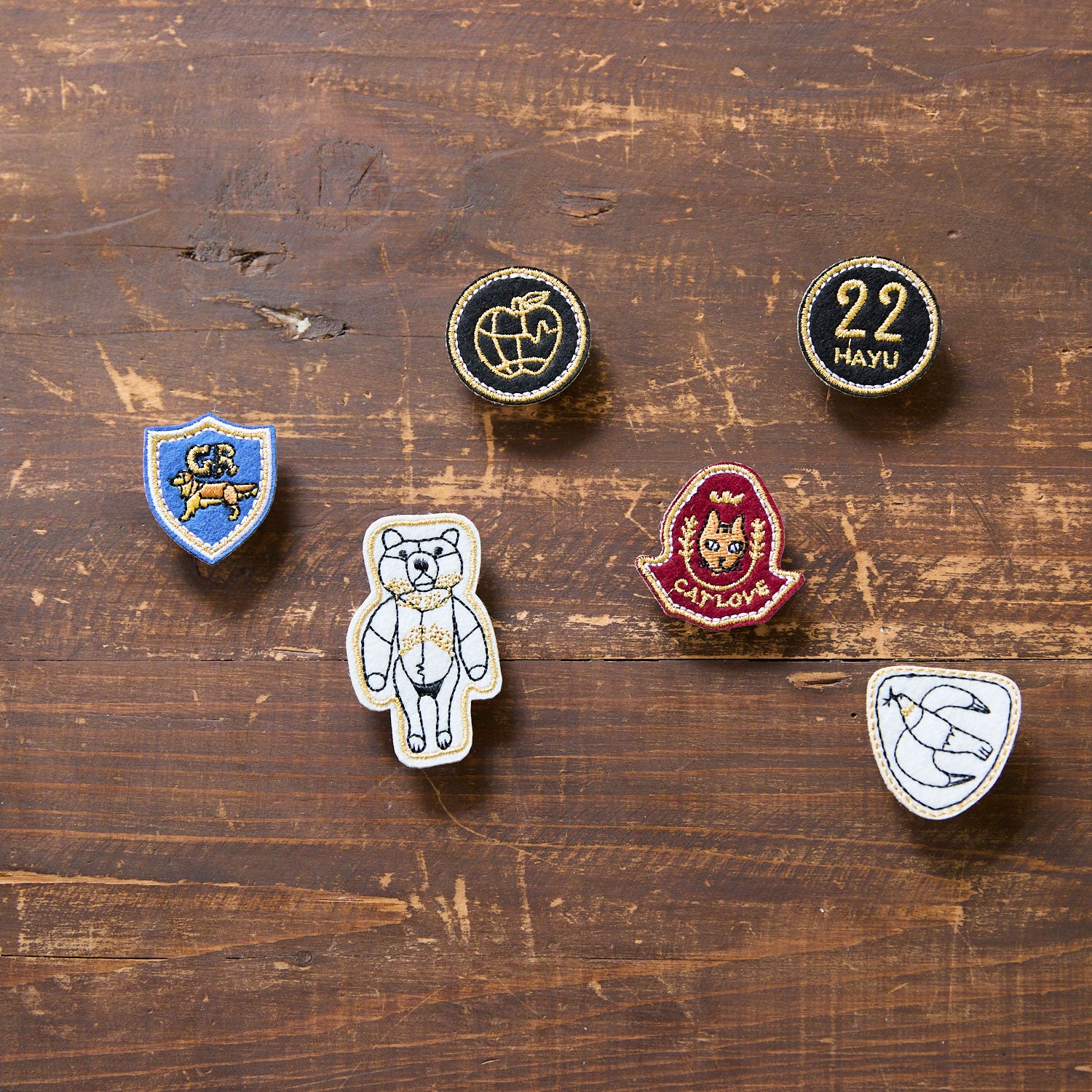 【＋HAyU】刺繍ピンブローチ3点セット