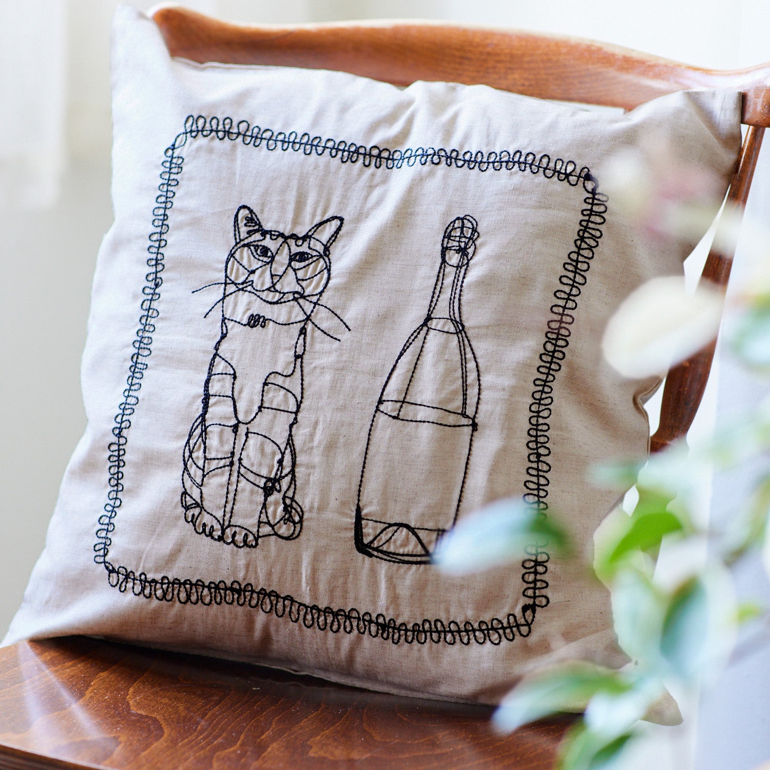 【＋HAyU fabric】- Cushion Cover - クッションカバー ～Nyampagne～ コットンリネン