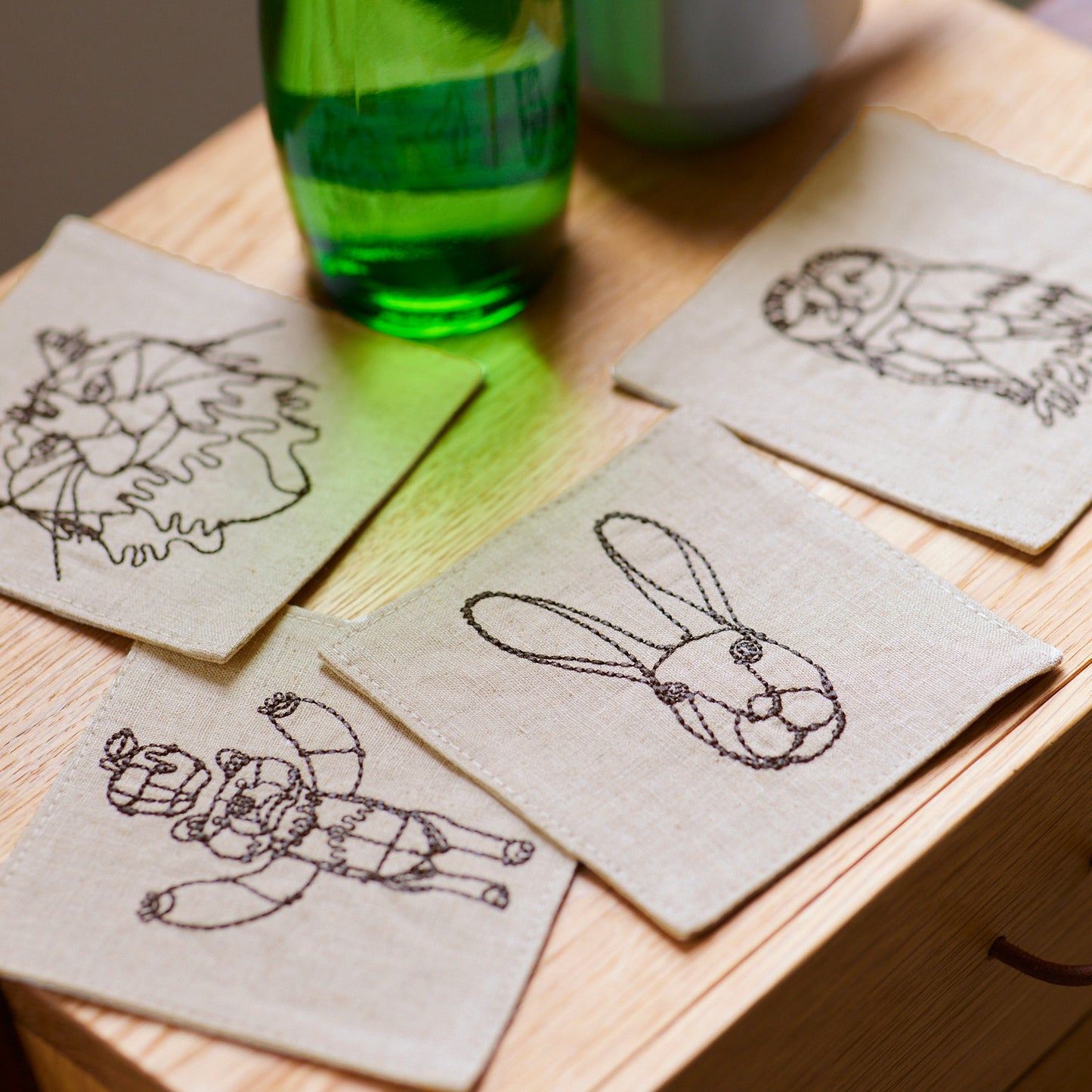 【＋HAyU fabric】-Coaster - 刺繍コースター コットンリネン