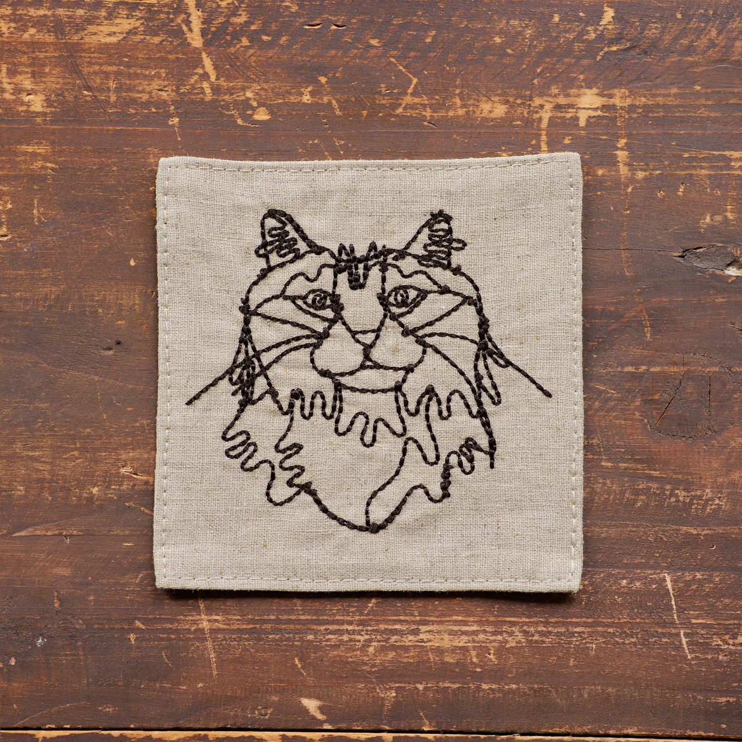 【＋HAyU fabric】-Coaster - 刺繍コースター コットンリネン