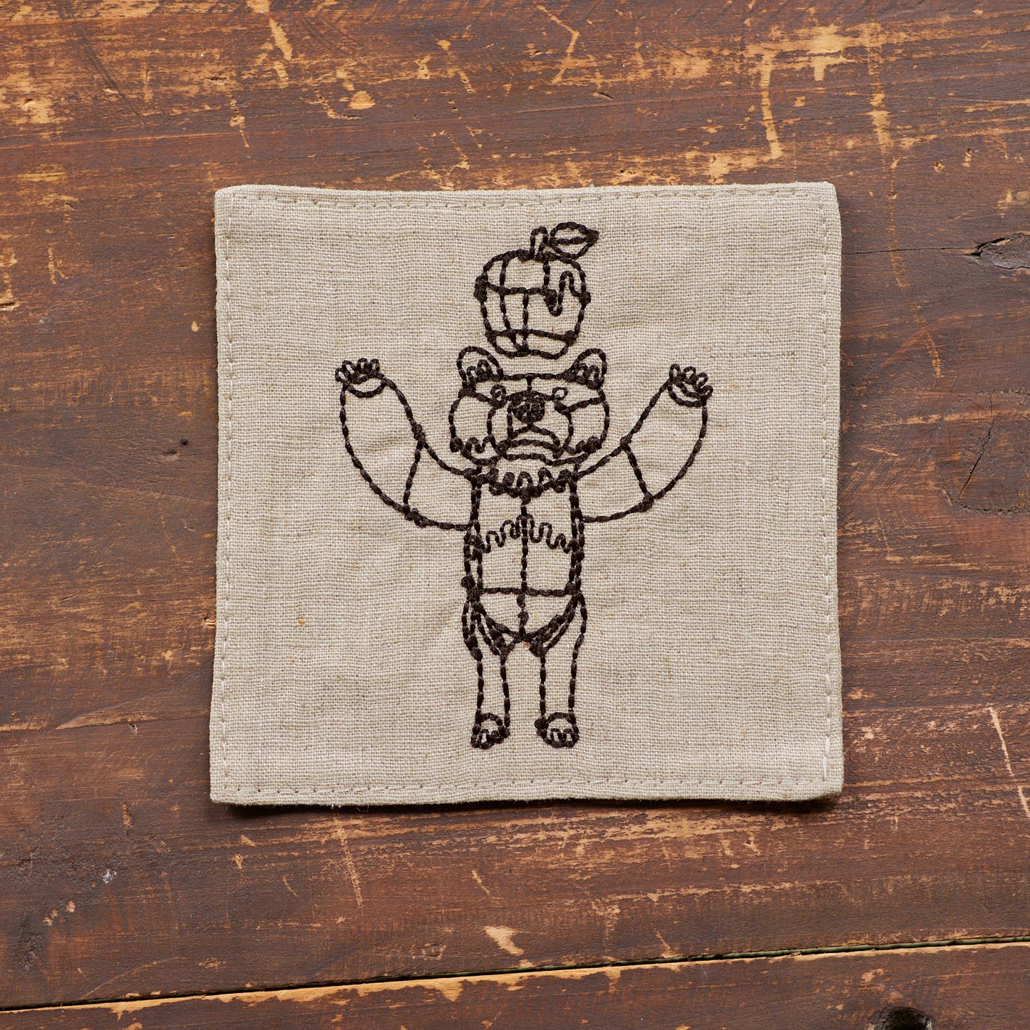 【＋HAyU fabric】-Coaster - 刺繍コースター コットンリネン