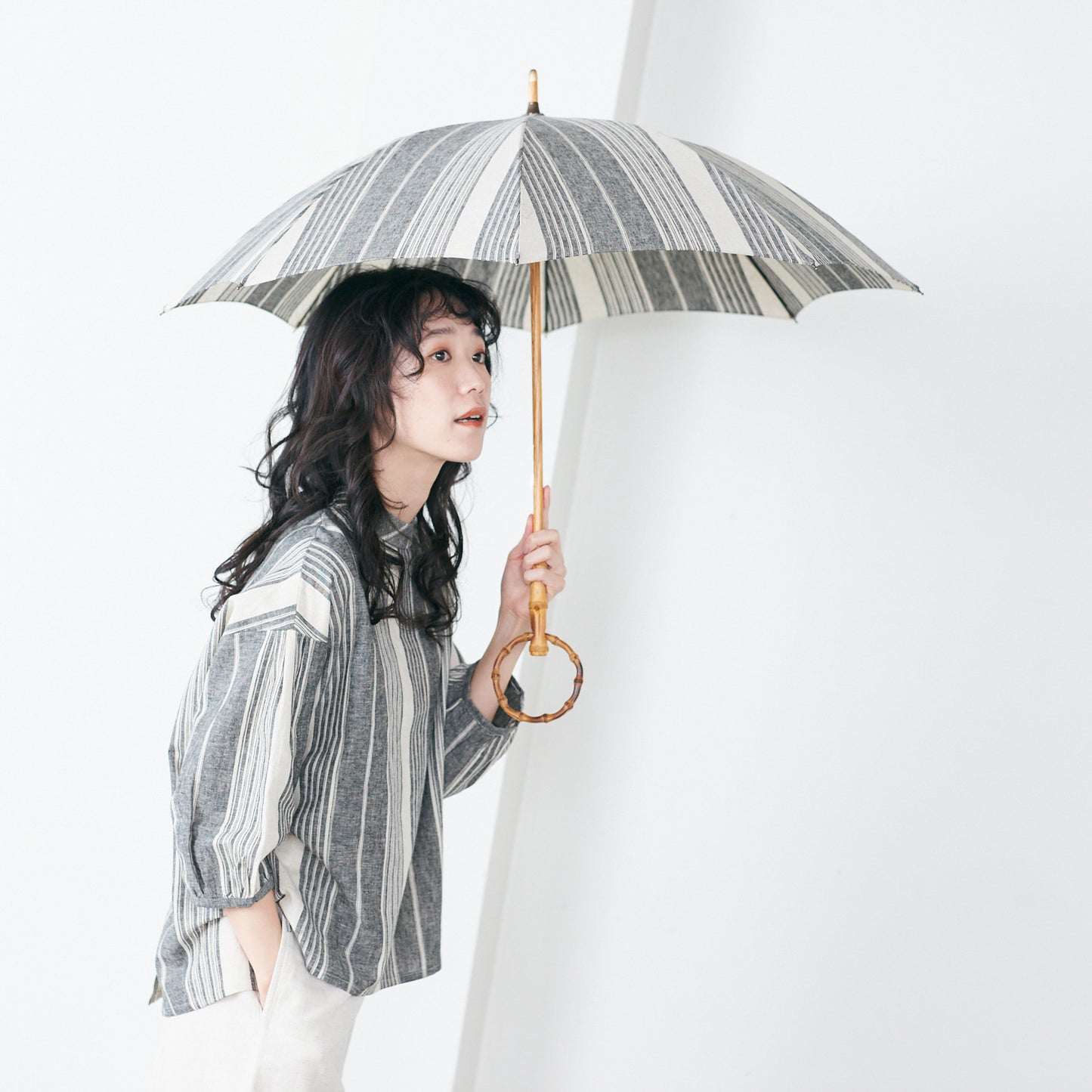 【播州織の傘】晴雨兼用パラソル -ストライプ-