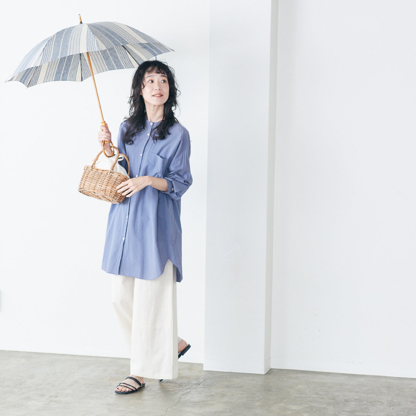 【播州織の傘】晴雨兼用パラソル -ストライプ-