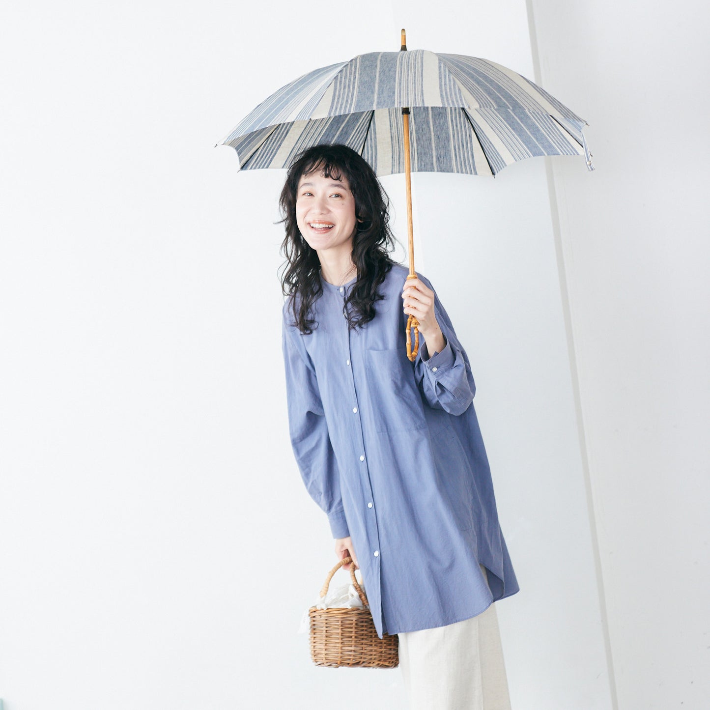 【播州織の傘】晴雨兼用パラソル -ストライプ-