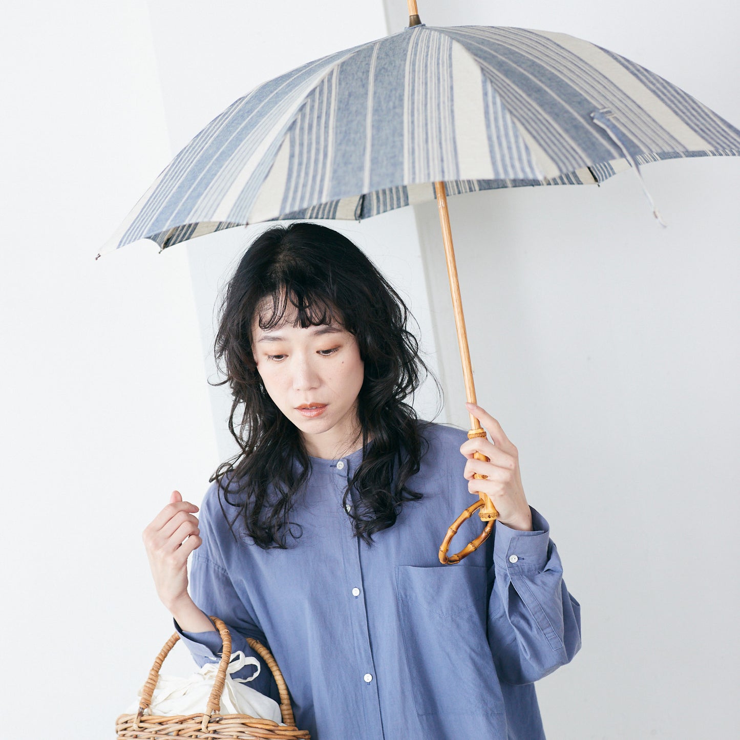 【播州織の傘】晴雨兼用パラソル -ストライプ-
