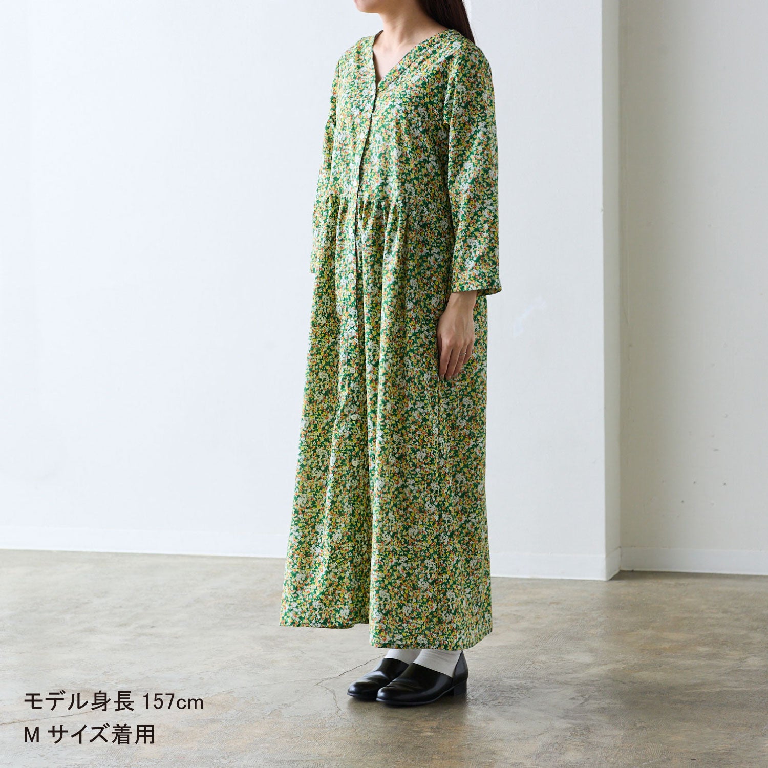 【coccaのお仕立て受注会】前開きVネックワンピース ※生地代別