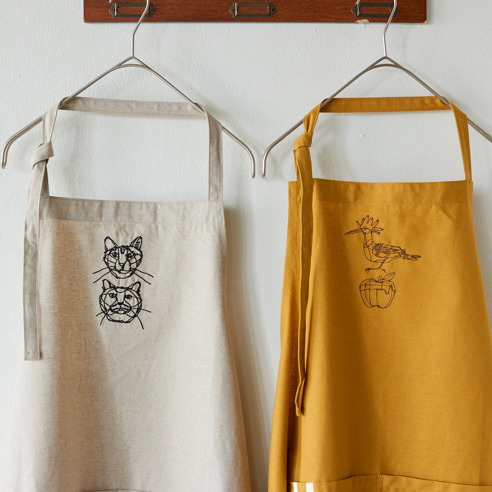 +HAyU fabric -kitchen fabrics- コットンリネン刺繍エプロン