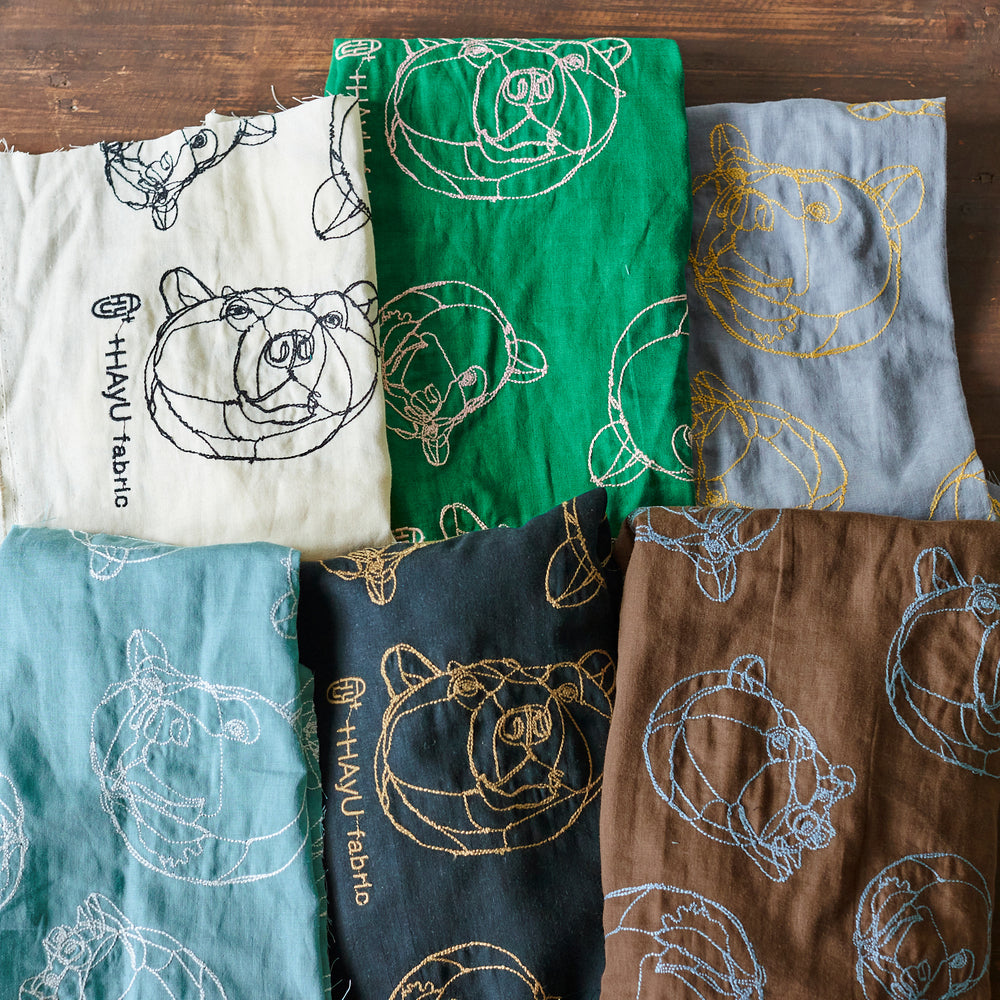 ＋HAyU fabric ～BEAR～　綿100% ダブルガーゼ刺繍