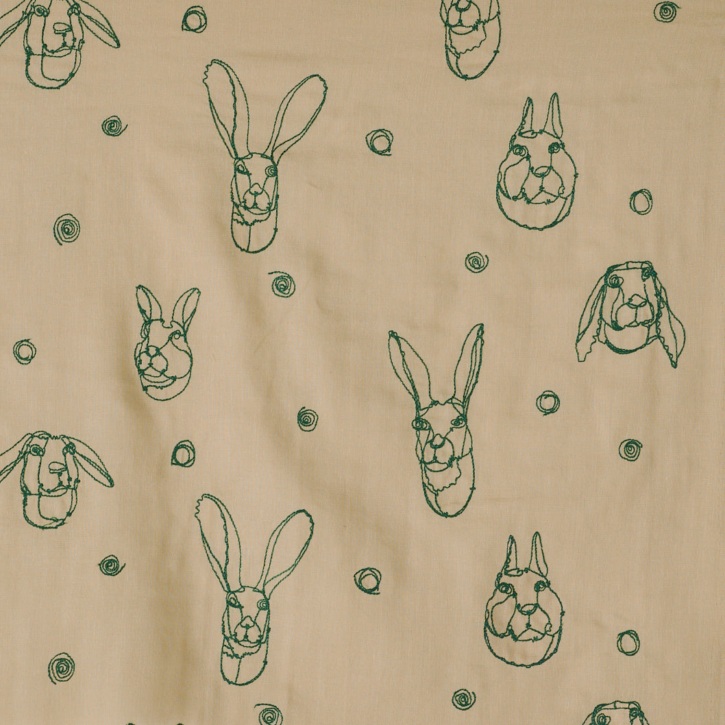 (無料サンプル)＋HAyU fabric ～RABBIT～　綿100% ダブルガーゼ刺繍 - cocca
