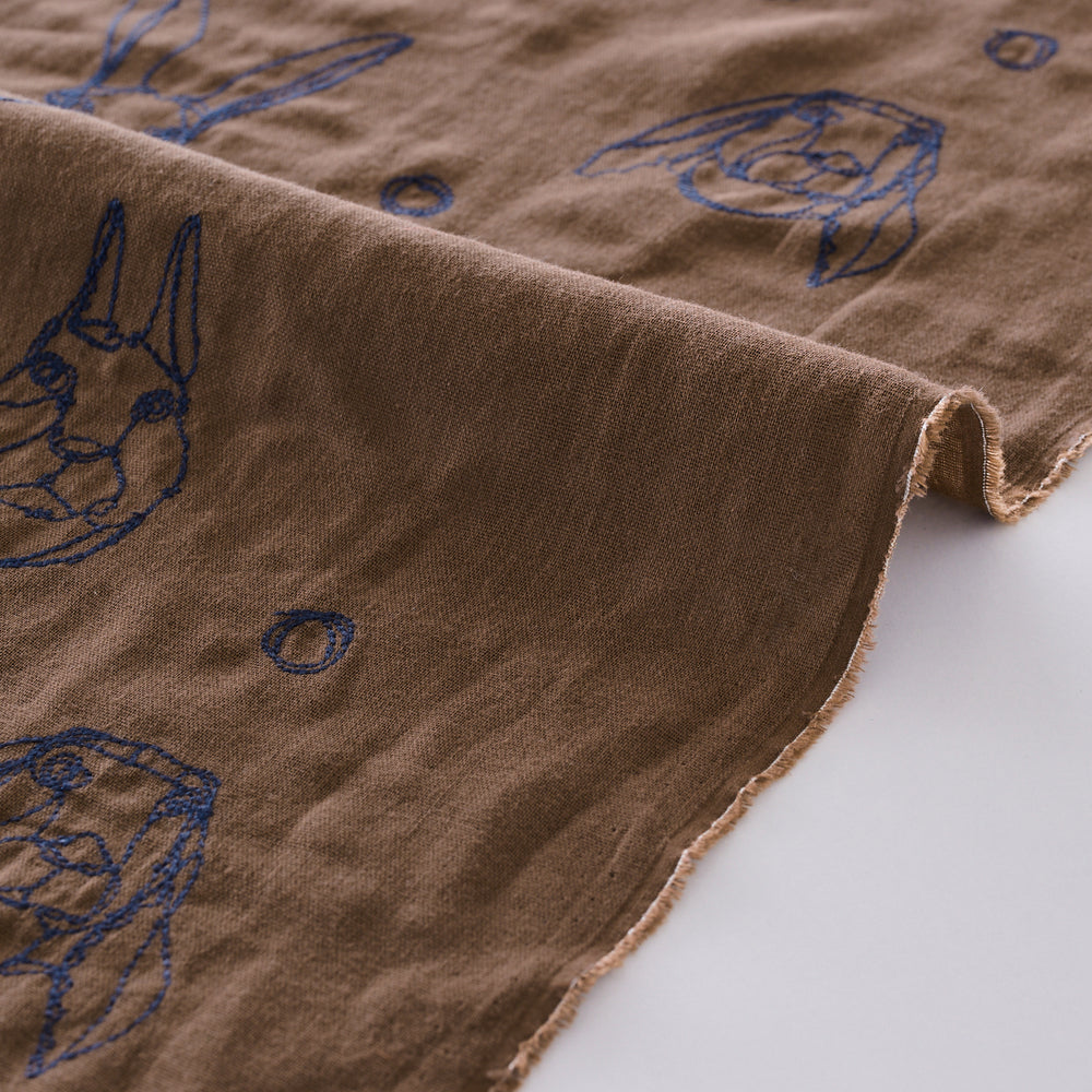 ＋HAyU fabric ～RABBIT～　綿100% ダブルガーゼ刺繍