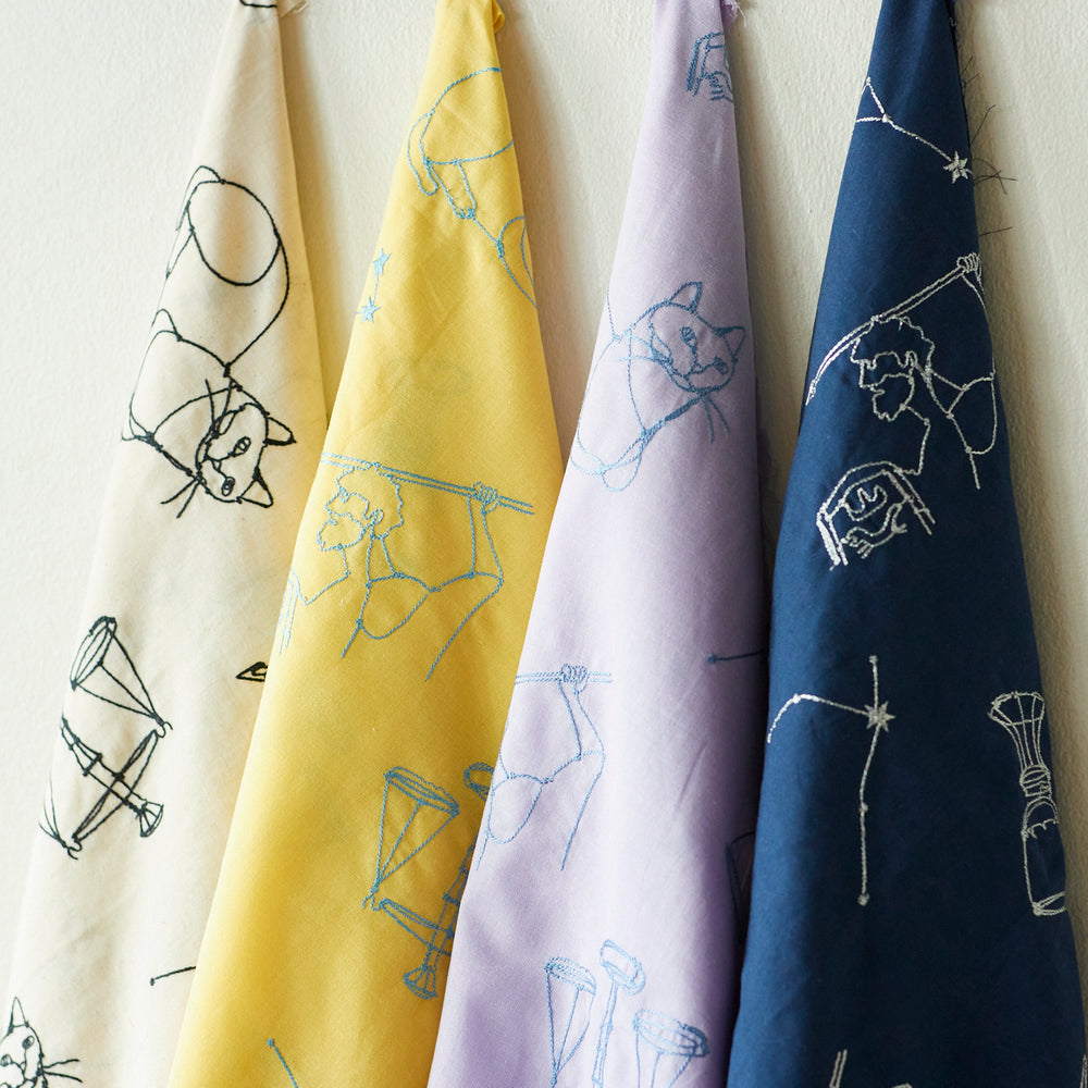 ＋HAyU fabric ～Signs of the Zodiac～ 綿麻シーチング 刺繍