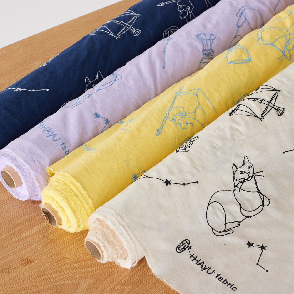 ＋HAyU fabric ～Signs of the Zodiac～ 綿麻シーチング 刺繍