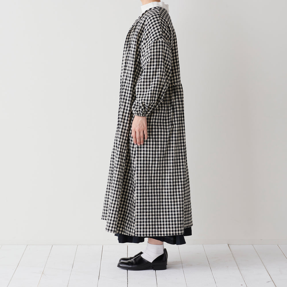 【cocca for】 毎日着たい、変化を楽しむ割烹着ワンピース "先染めコットンリネン"