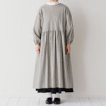 【cocca for】 毎日着たい、変化を楽しむ割烹着ワンピース "先染めコットンリネン"