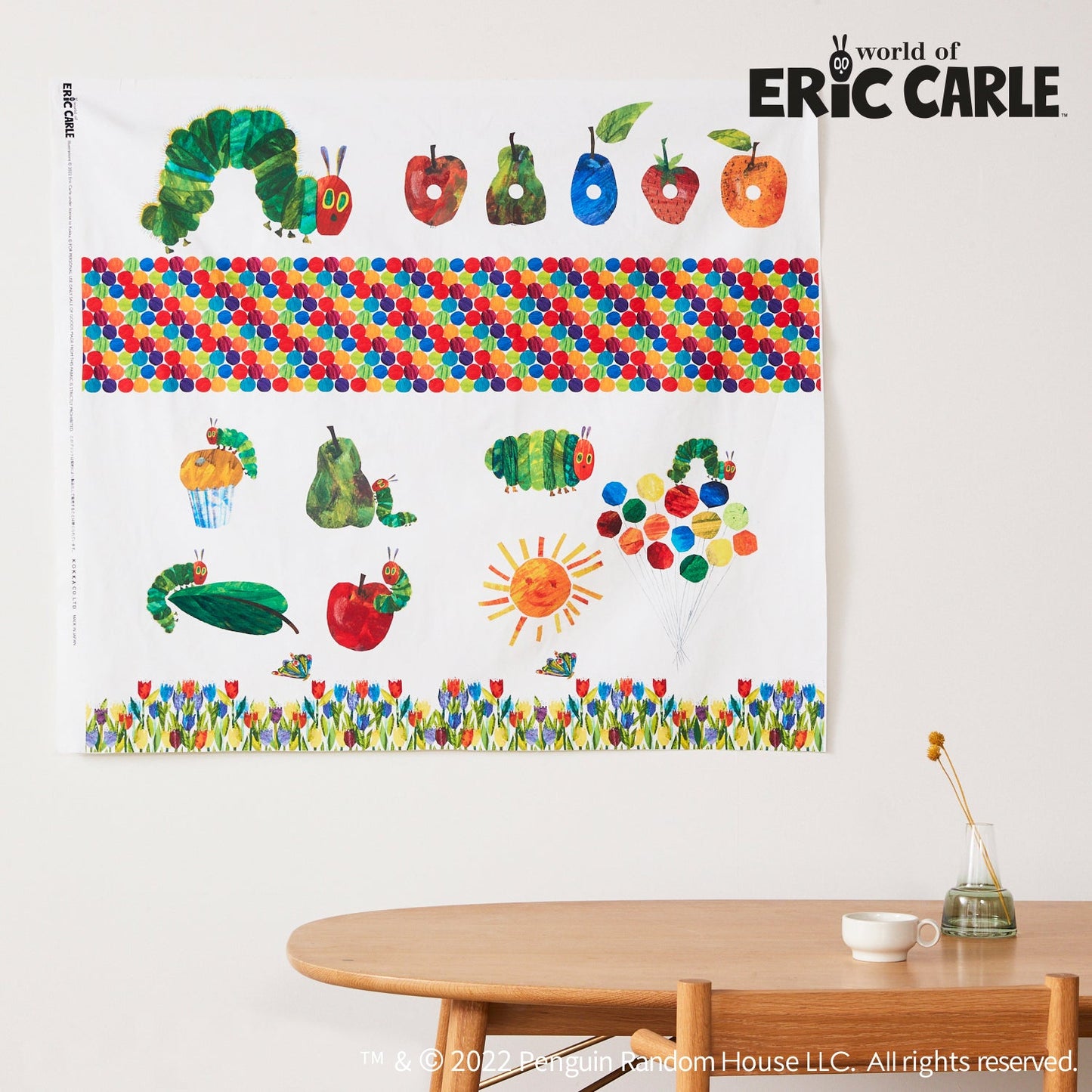 【cocca限定商品】エリック・カール はらぺこあおむし "絵本そのままパネル" オックス綿100％