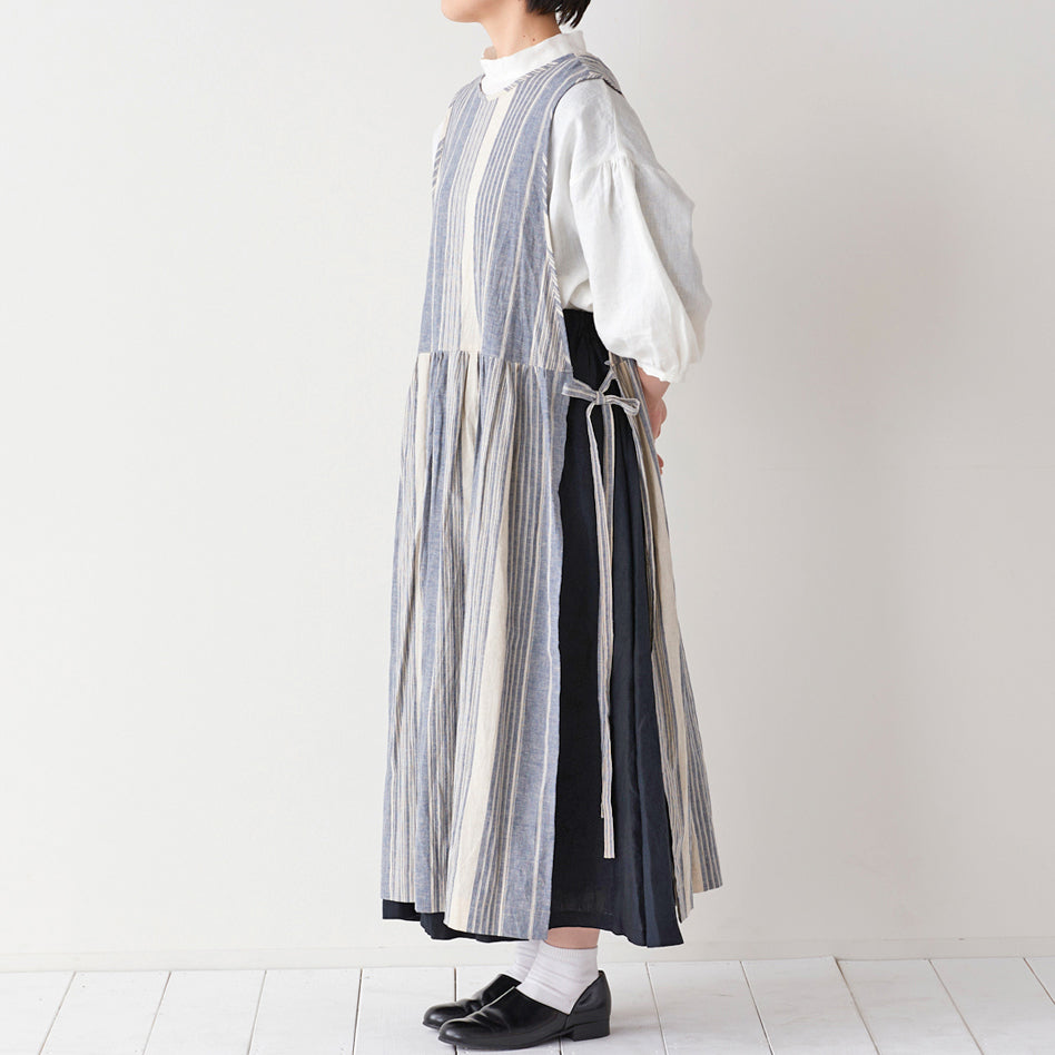 【cocca for】 日に日になじむ、エプロンワンピース "播州織ハーフリネン"