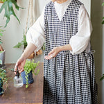 【cocca for】 日に日になじむ、エプロンワンピース "先染めコットンリネン"