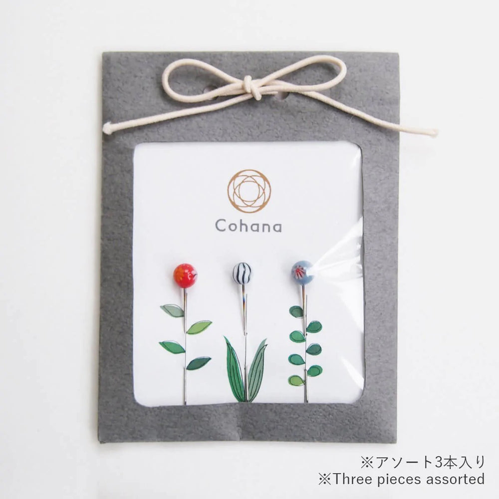 【Cohana】とんぼ玉の待針(3本入りアソート)