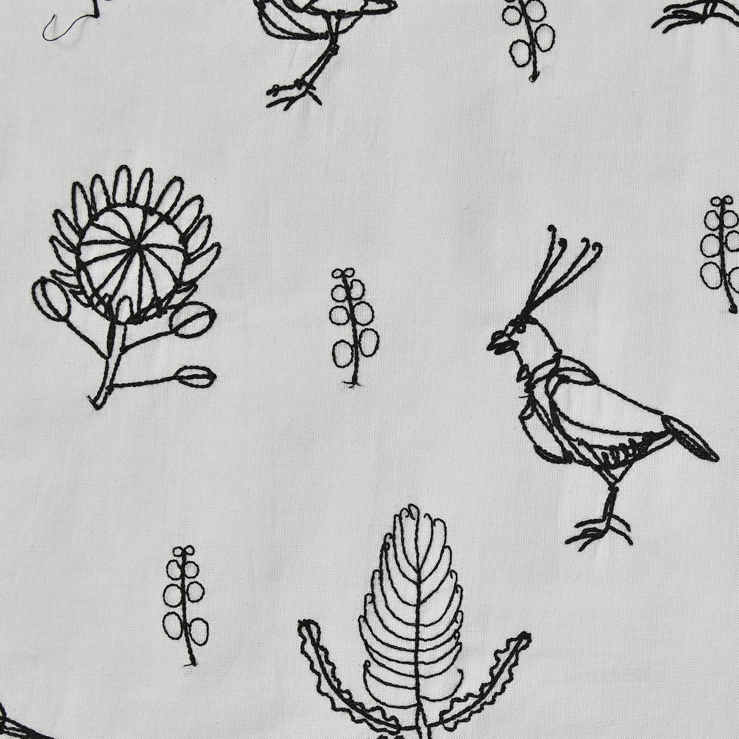 (無料サンプル)＋HAyU fabric ～Bird～ 綿麻シーチング 刺繍 - cocca