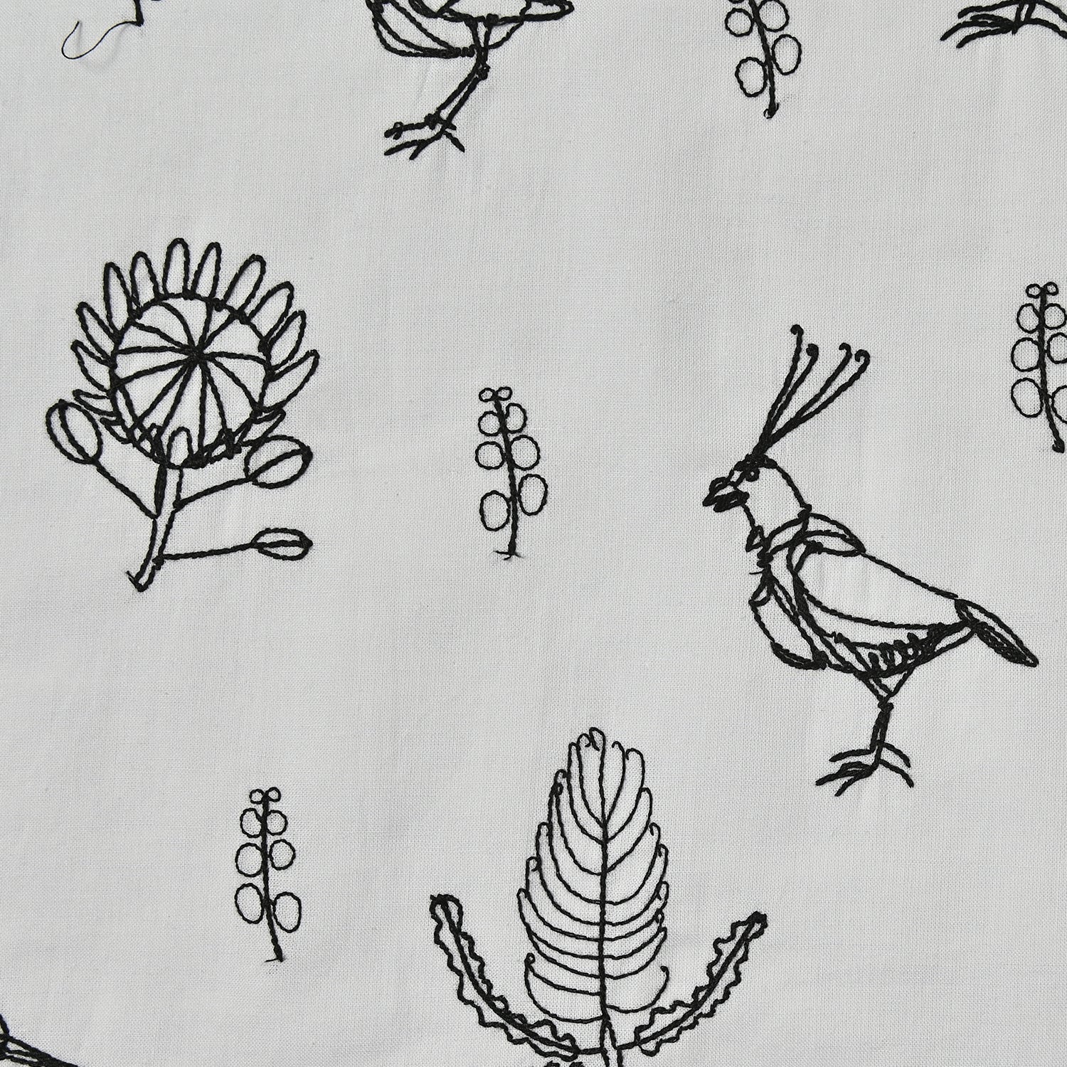 (無料サンプル)＋HAyU fabric ～Bird～ 綿麻シーチング 刺繍 - cocca