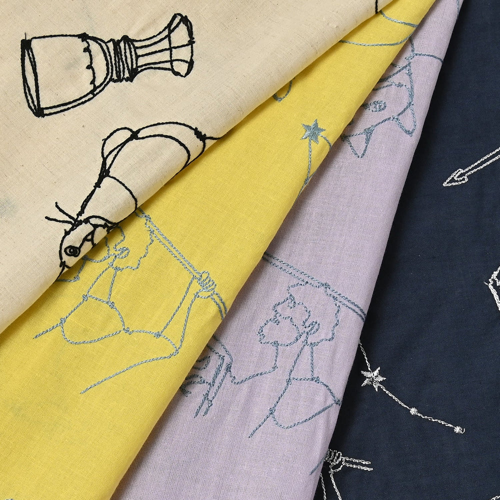 (無料サンプル)＋HAyU fabric ～Signs of the Zodiac～ 綿麻シーチング 刺繍