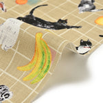 Paper message/ペーパーメッセージ ～猫とテーブルフルーツ～ 綿100％モーリークロス