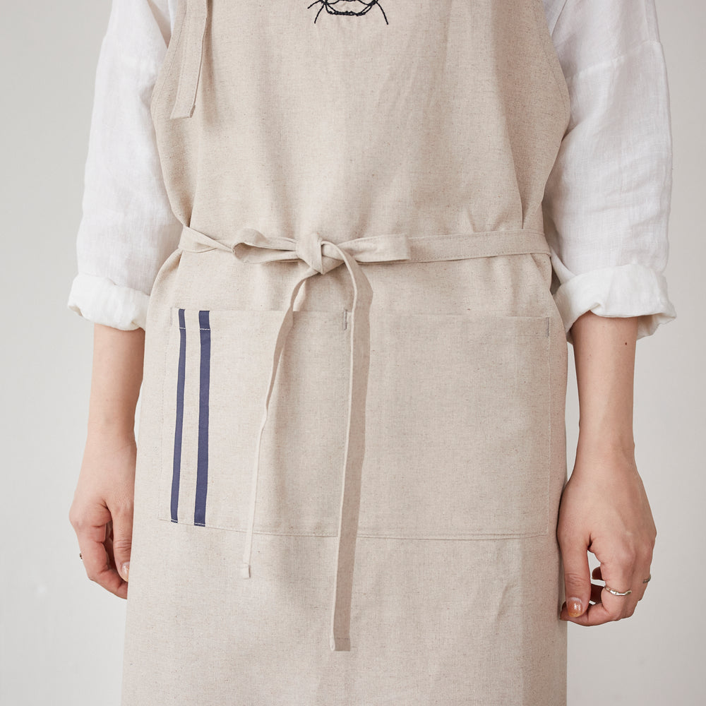+HAyU fabric -kitchen fabrics- コットンリネン刺繍エプロン