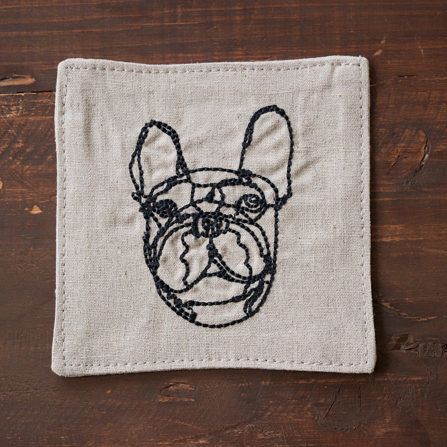 ＋HAyU fabric -kitchen fabrics- コットンリネン刺繍コースター