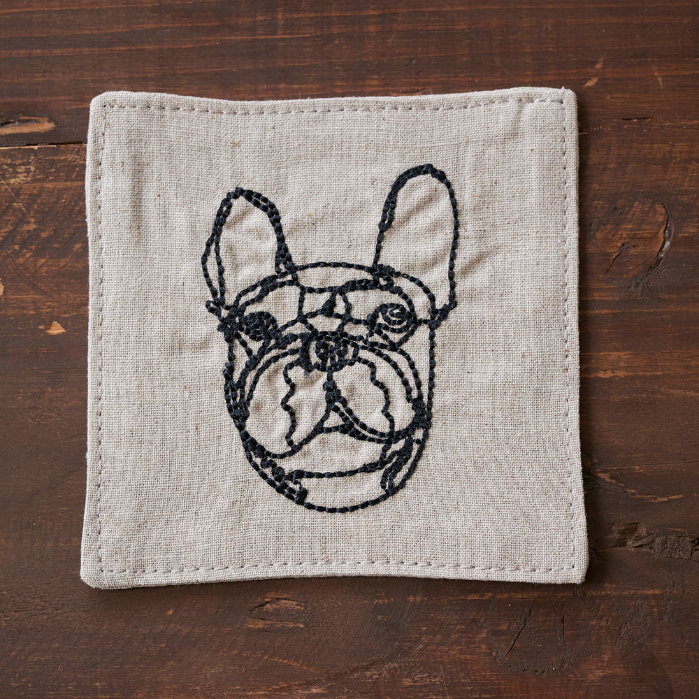 +HAyU fabric -kitchen fabrics- コットンリネン刺繍コースター