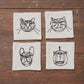 ＋HAyU fabric -kitchen fabrics- コットンリネン刺繍コースター